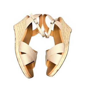 J. CREW Women's Canvas peep toe wedge espadrilleSize 10